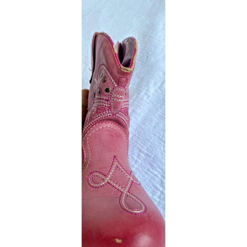 Cherokee Girls Pink Side Zip Round Toe Comfort Casual Cowgirl Western Boot Sz 8T